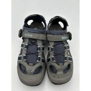 Teva Womens Omnium Sport Sandals Sz 10.5 Gray Navy Closed Toe Water Hiking Shoes